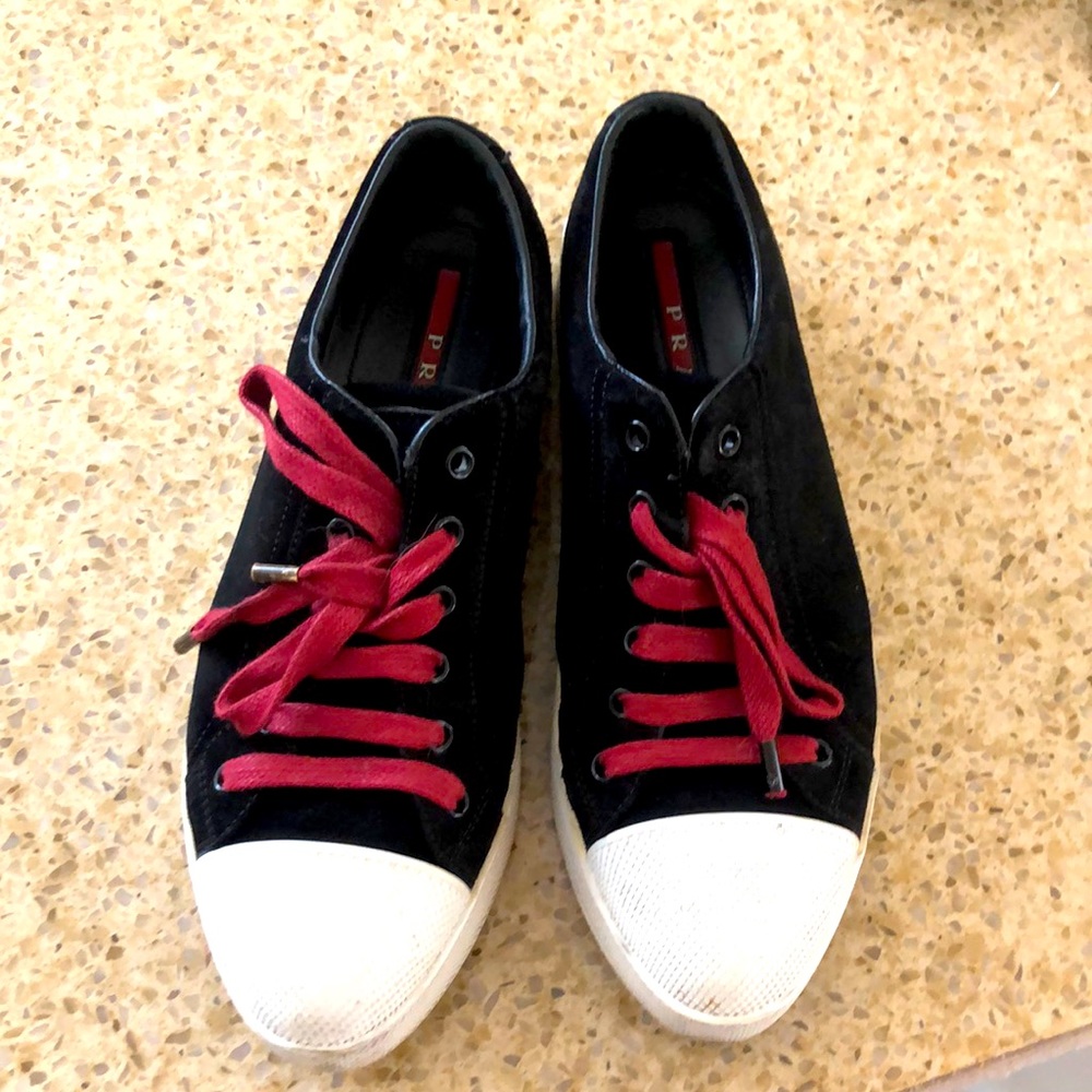 Womens suede Prada sneakers 40 blk/white